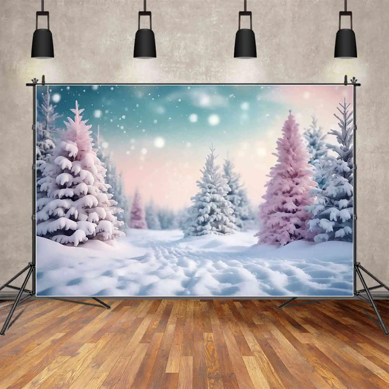 MOON.QG Christmas Tree Photography Background Xmas New Year Winter Photo Studio Backdrop Home Decoration Back Drop Accessories