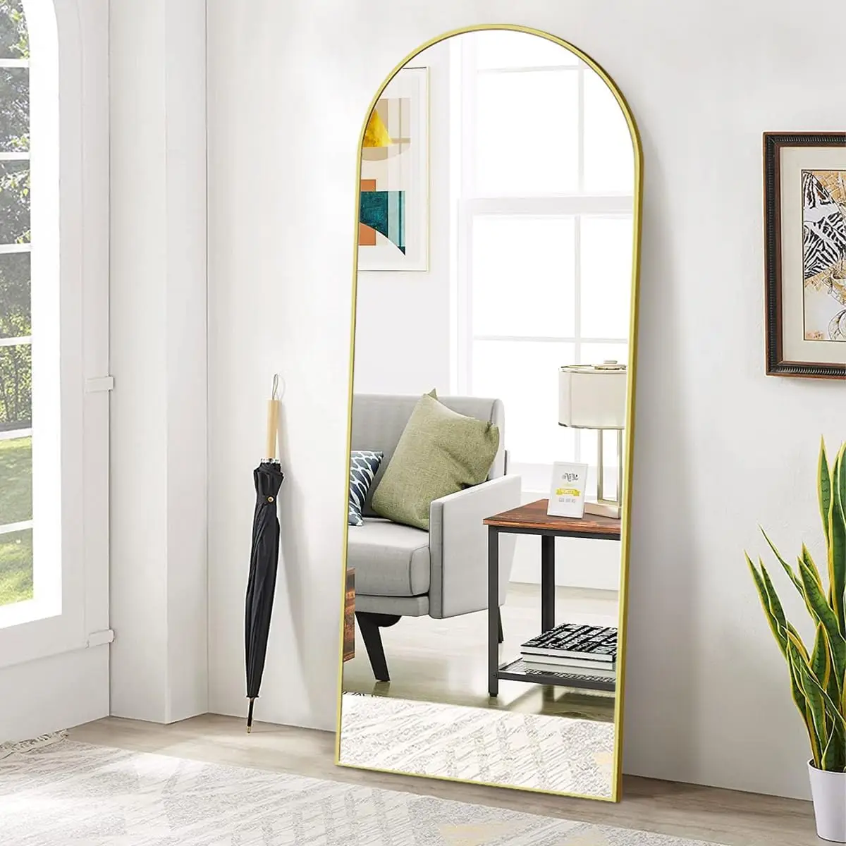 

65"x24" Arch Floor Mirror, Full Length Mirror Wall Mirror Hanging or Leaning Arched-Top Full Body Mirror with Stand for Bedroom