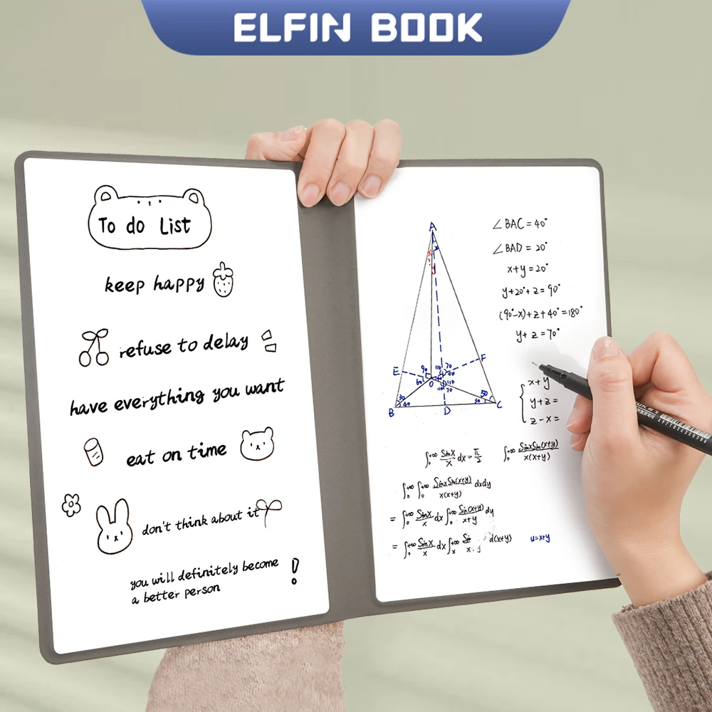 ELFIN BOOK Erasable A5 Reusable Whiteboard Notebook Includes scanned APP members to save notes for electronic storage Memo List