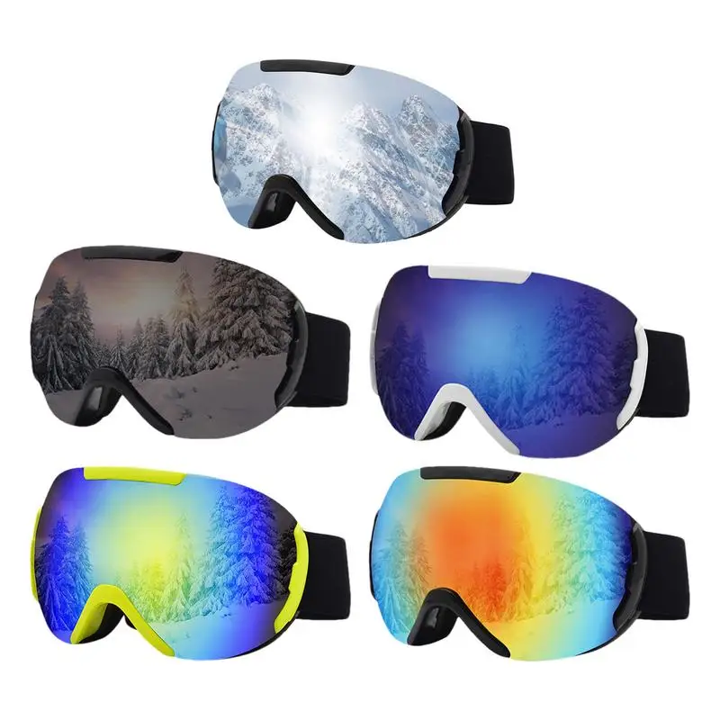 Snowboard Goggles Over Glasses Men Anti-Fog Cold Weather Goggles TPU Frame Unbreakable PC Lenses Winter Snow Sports Goggles