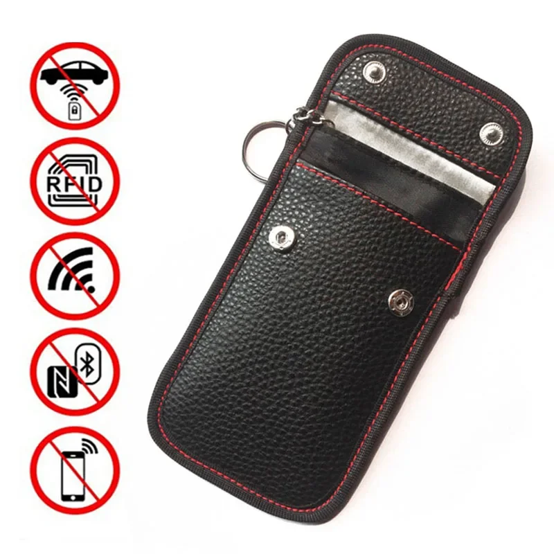 2022 Newest Anti-theft Car Key Fob RFID Signal Blocker Faraday Signal Blocking Pouch Bag Key Wallets Car Interior Accessories