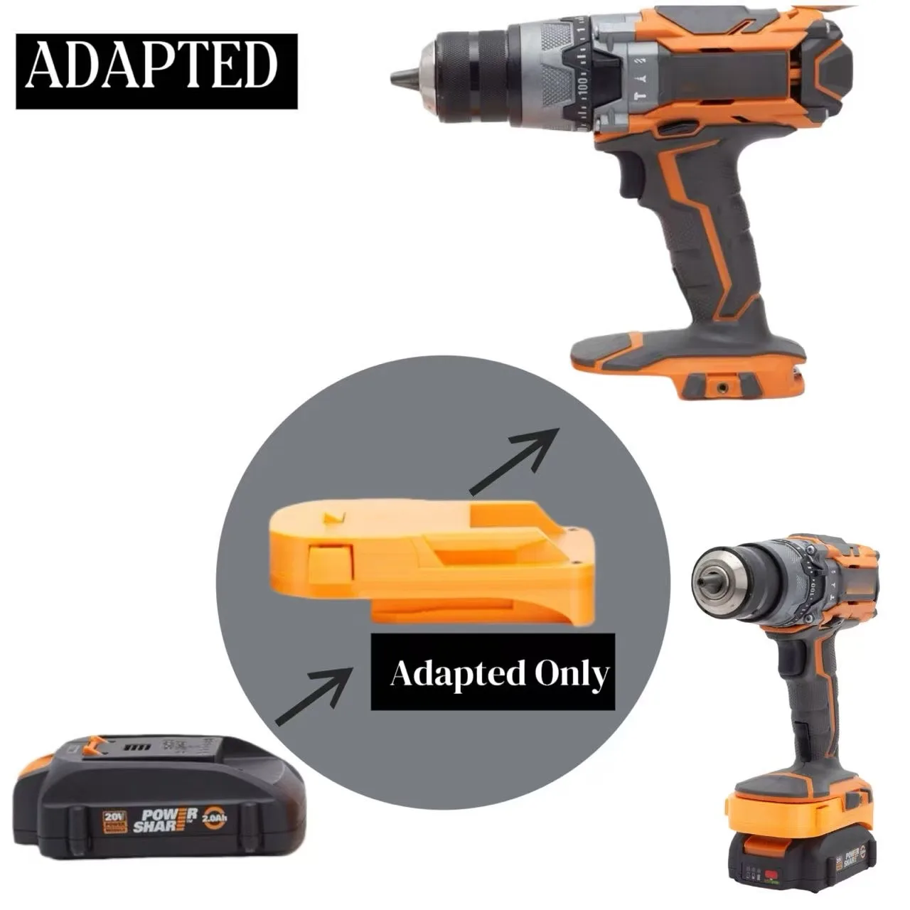 

Batteries Converter Adapter For Worx 20V 6pin Lithium To For Ridgid / AEG 18V Cordless Tool (Not Include Tools And Battery)