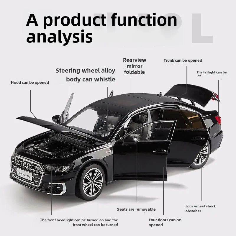 アウディ-a6合金車モデル,音と光,プルバックシミュレーション,子供のおもちゃギフト,装飾品コレクション,1:18