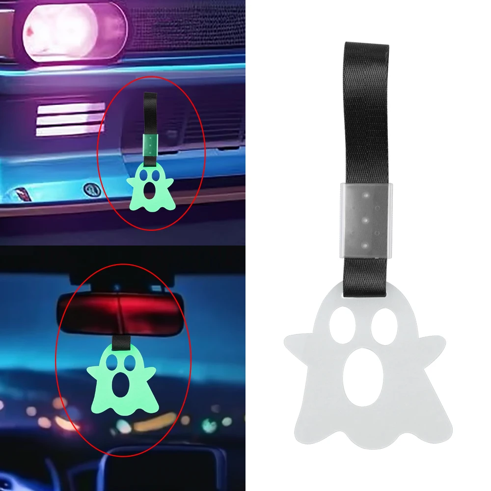 JDM Tsurikawa New Ghost Shape High Quality Ring Glow In Dark Subway Train Bus Nylon Handle Strap Charm Drift Car Decor Accessory