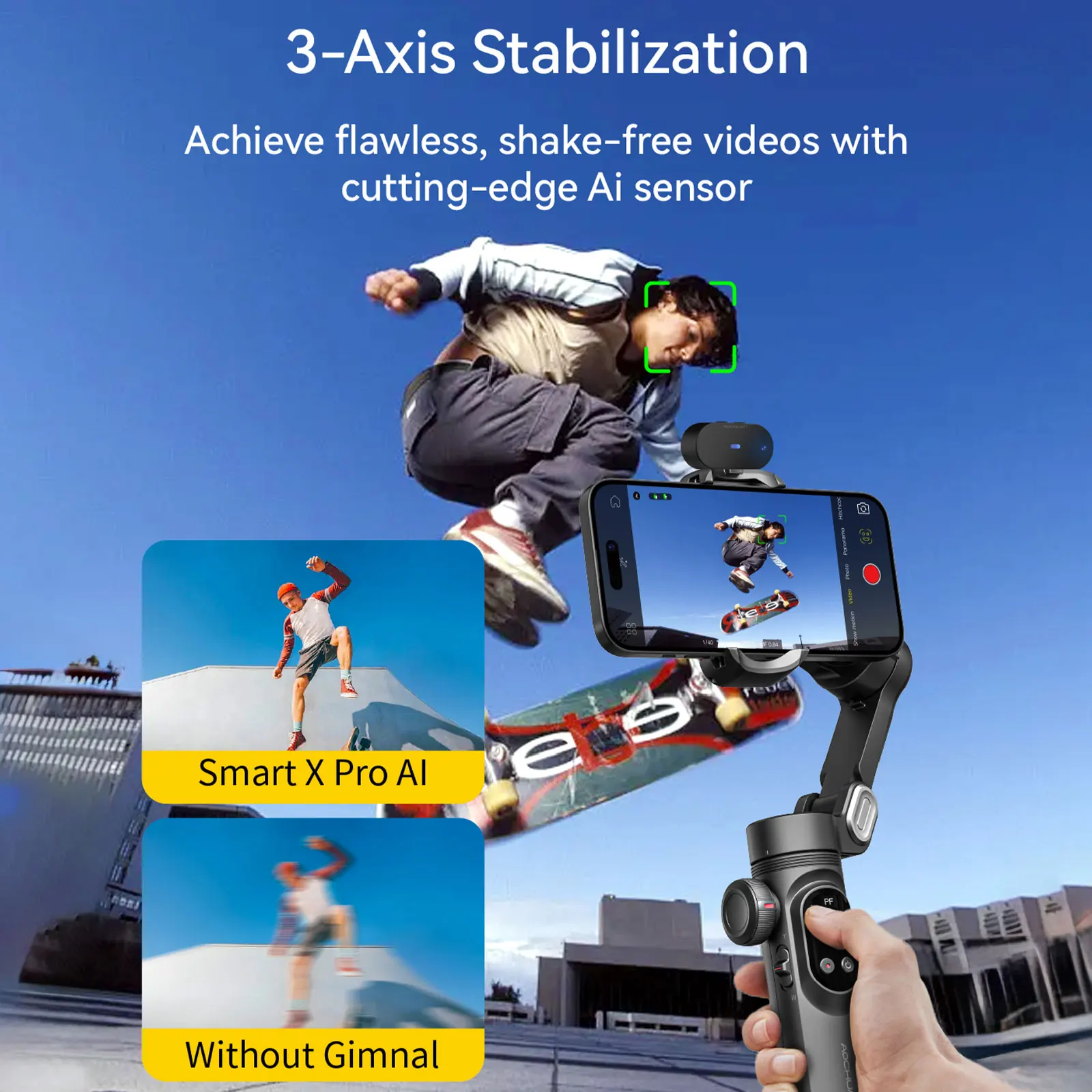 AOCHUAN Smart XPro Ai Smartphone 3 Axis Gimbal Stabilizer For iphone and Android phone video shooting Stabilizer face tracking