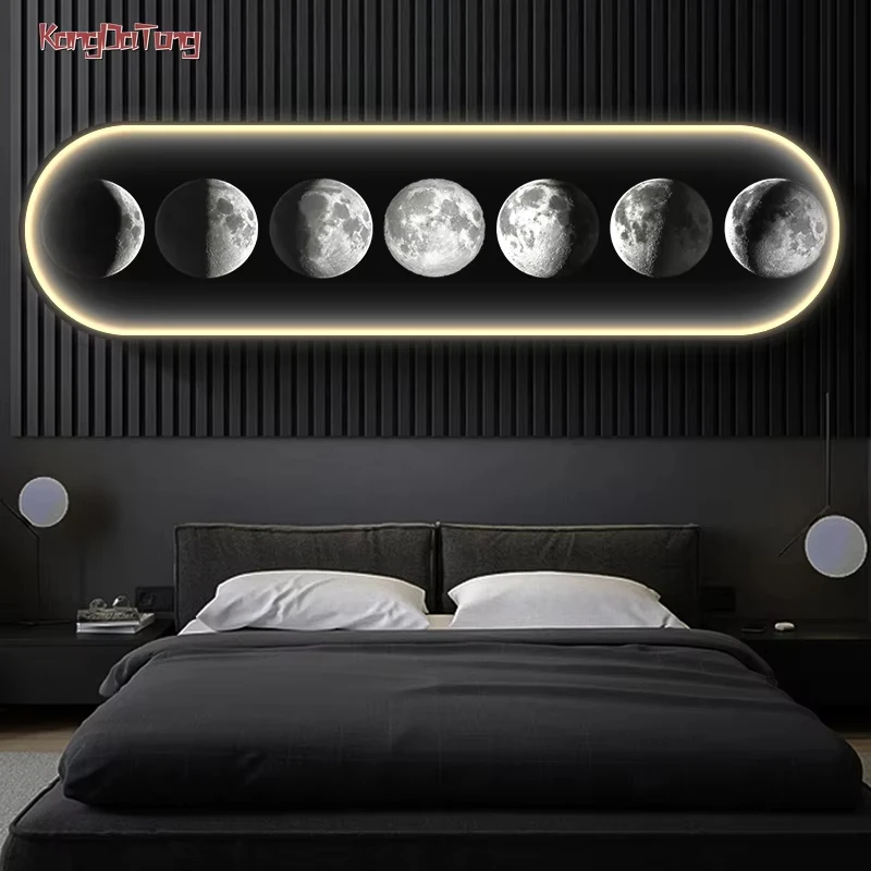 Modern Moon Interior Painting Led Wall Hanging Light For Bedroom Living Room Cafe Interior Home