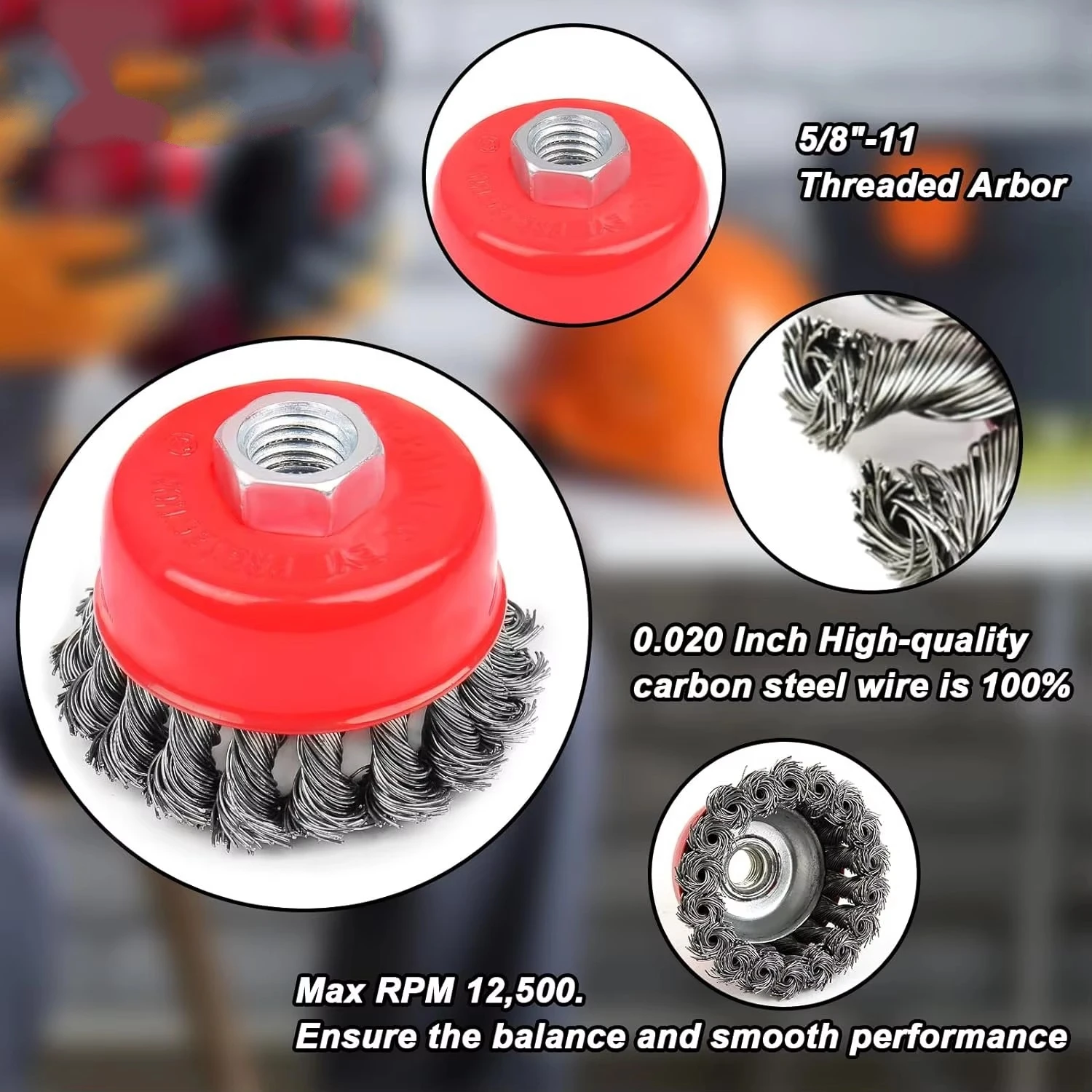 Knot Wire Cup Brush, Suitable for Angle Grinder, Used for Heavy-duty Cleaning Rust Removal Paint Removal and Corrosion