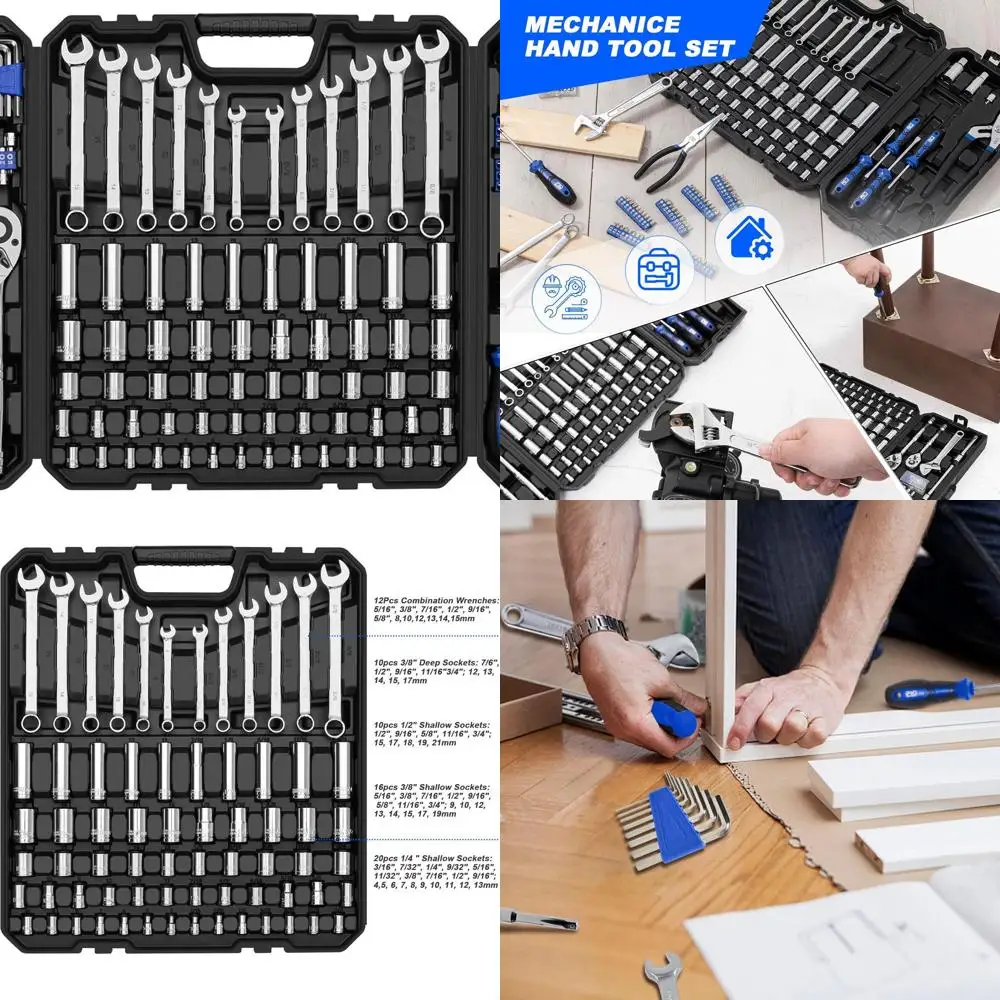 

240-Piece Mechanics Tool Set, General Assorted SAE/Metric Sockets and Wrenches Automotive Repair Tool Kit with Plastic Storage T