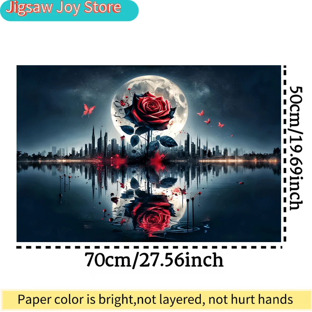 

Пазл из 1000 элементов - Городской ночной пейзаж с розами и бабочками, большой бумажный пазл для семейных интерактивных игр, развивающий мозг