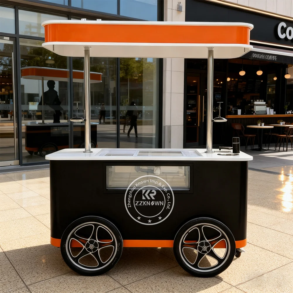 Good Quality Outdoor Ice Cream Hand Push Vending Bike Electric Removable Trolley Food Cart