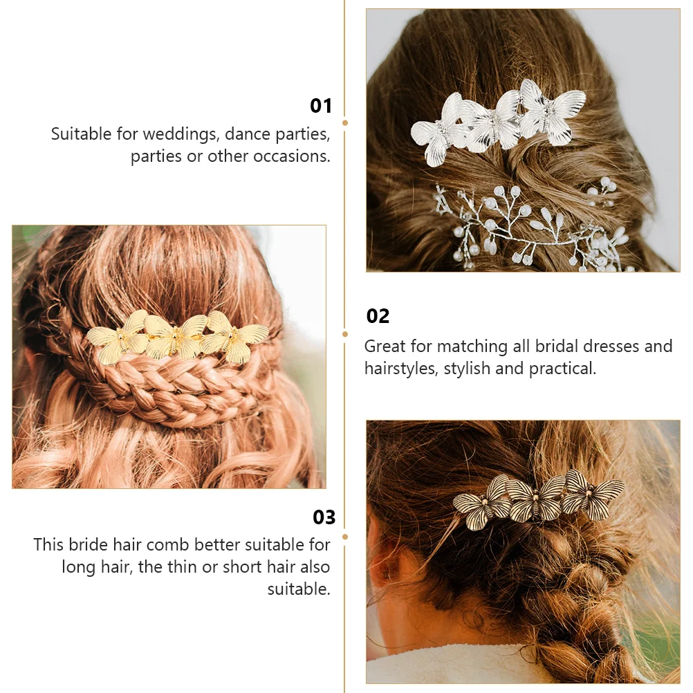 

6pcs Vintage Hair Comb Delicate Headpiece Butterfly Headdress Alloy Wedding Party Accessories Bridal Hairstyles Long Hair