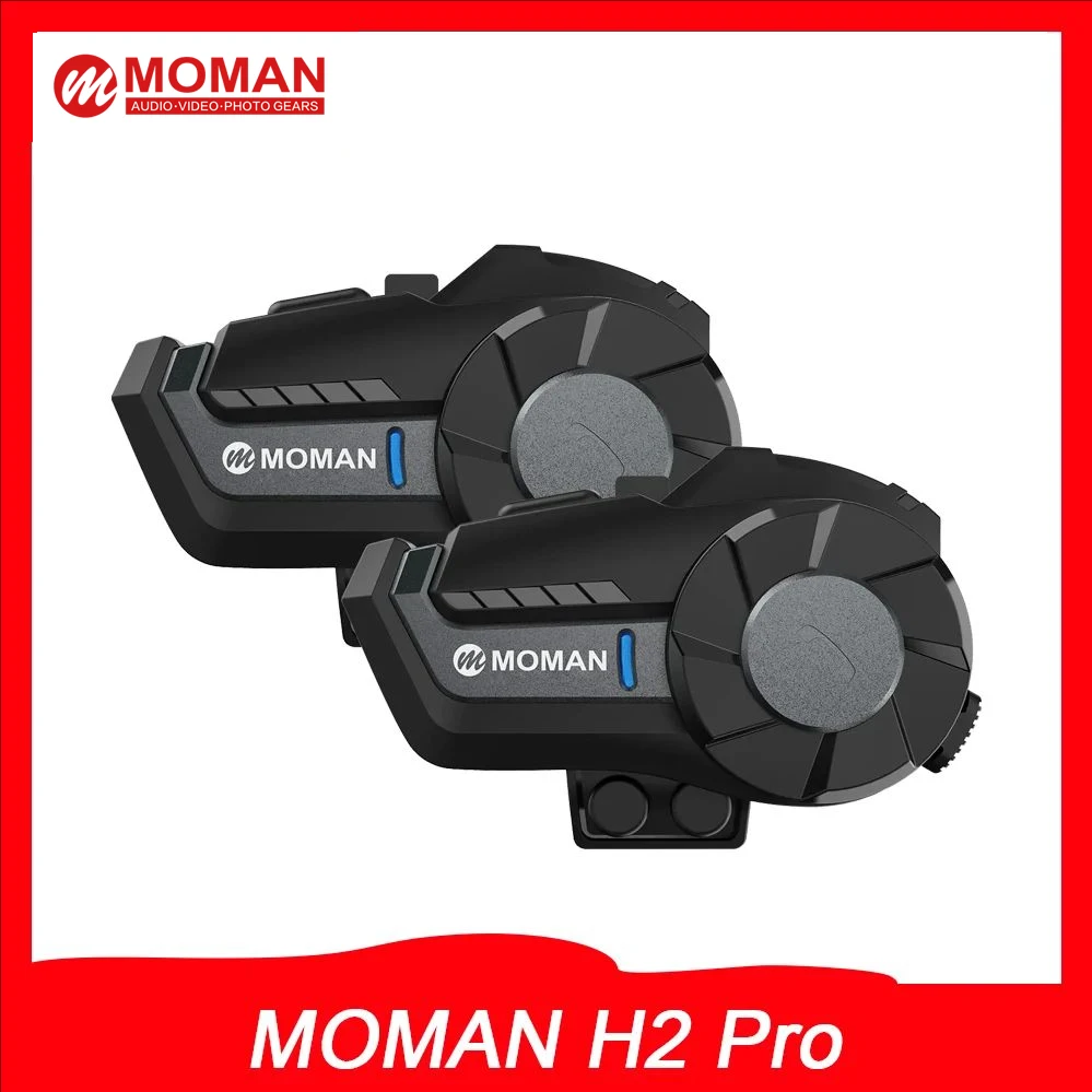 MOMAN H2 Pro Wireless Bluetooth Headset Motorcycle Helmet Headset Headphone Wireless Bike Waterproof WiFi Video Recorder