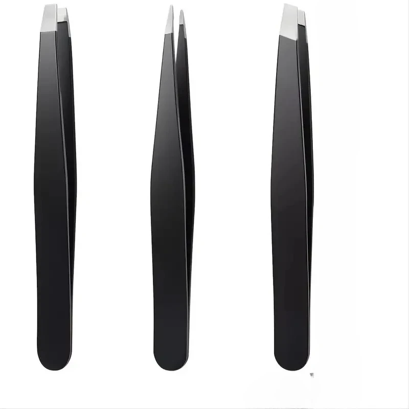 Pincettes à sourcils plates/inclinées/pointues, 3 pièces, pour le corps, ensemble incarné, PrecisionTip Premium en acier inoxydable et