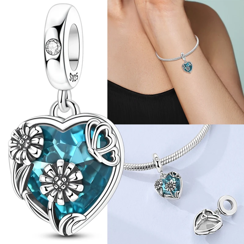 

Подвеска-шарм из серебра 925 пробы с цирконами в форме цветка и бабочки, подходит для браслетов, милый ювелирный подарок для женщин