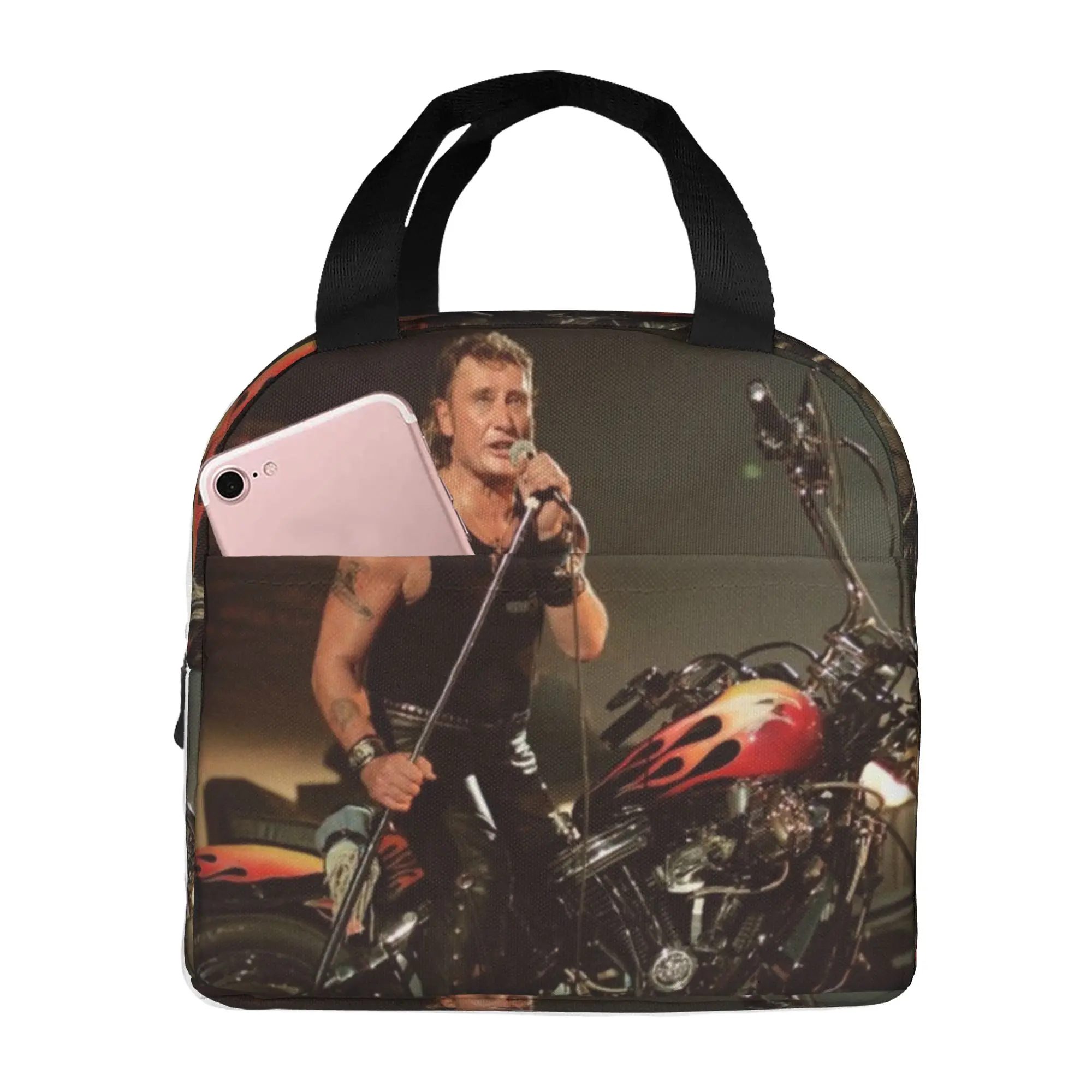 Johnny Hallyday Motorcycle Insulated Lunch Bags for Camping French Rock Singer Waterproof Thermal Cooler Lunch Box Women Men