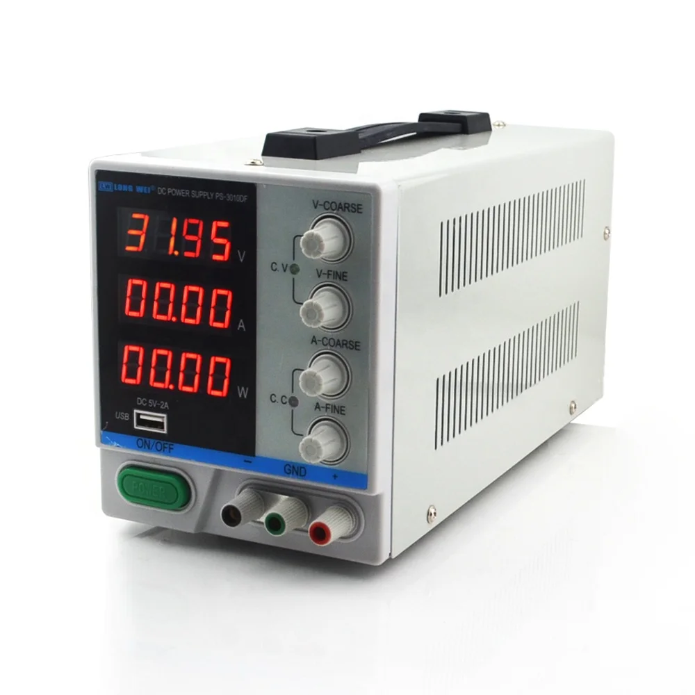 

Новый регулируемый источник питания постоянного тока PS-3010DF 30В 10А с 4-разрядным дисплеем, USB-зарядкой, для ремонта, импульсный регулятор, лабораторный блок питания