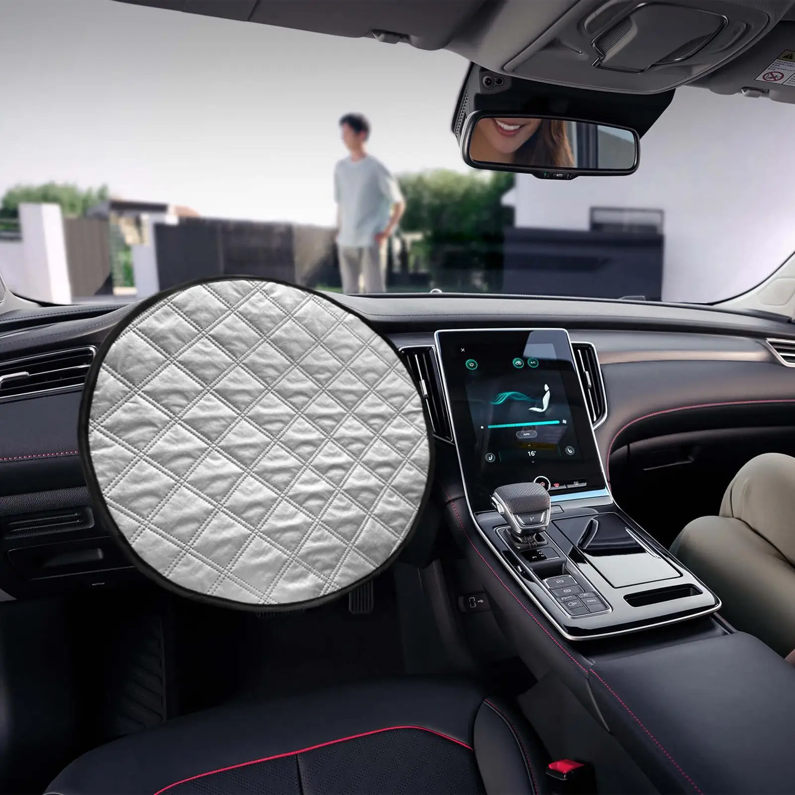 Car Steering Wheel Anti-Heat Sun Shade Cover Sunscreen Insulation Cover Foldable Sun-proof Anti-UV Protect Parasol Shield