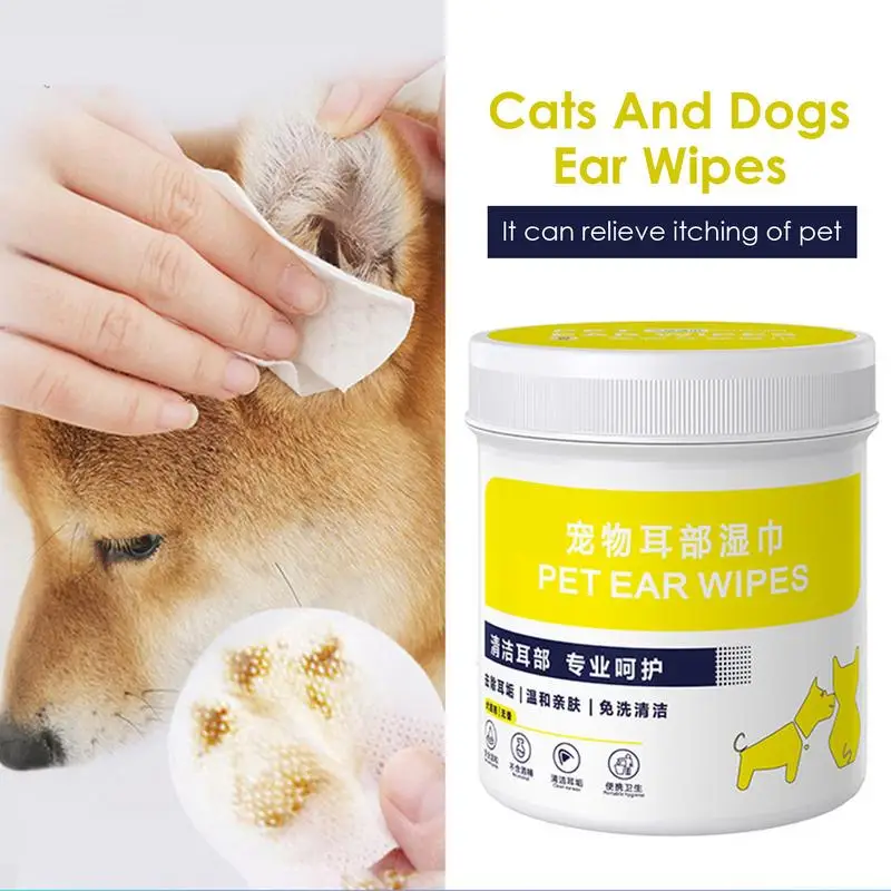 Dog Ear Wipes 200-Count Travel Size Ear Wipes For Dogs And Cats Dog Tear Stain & Dirt Remover Ear Wipes Keep Eyes Clean