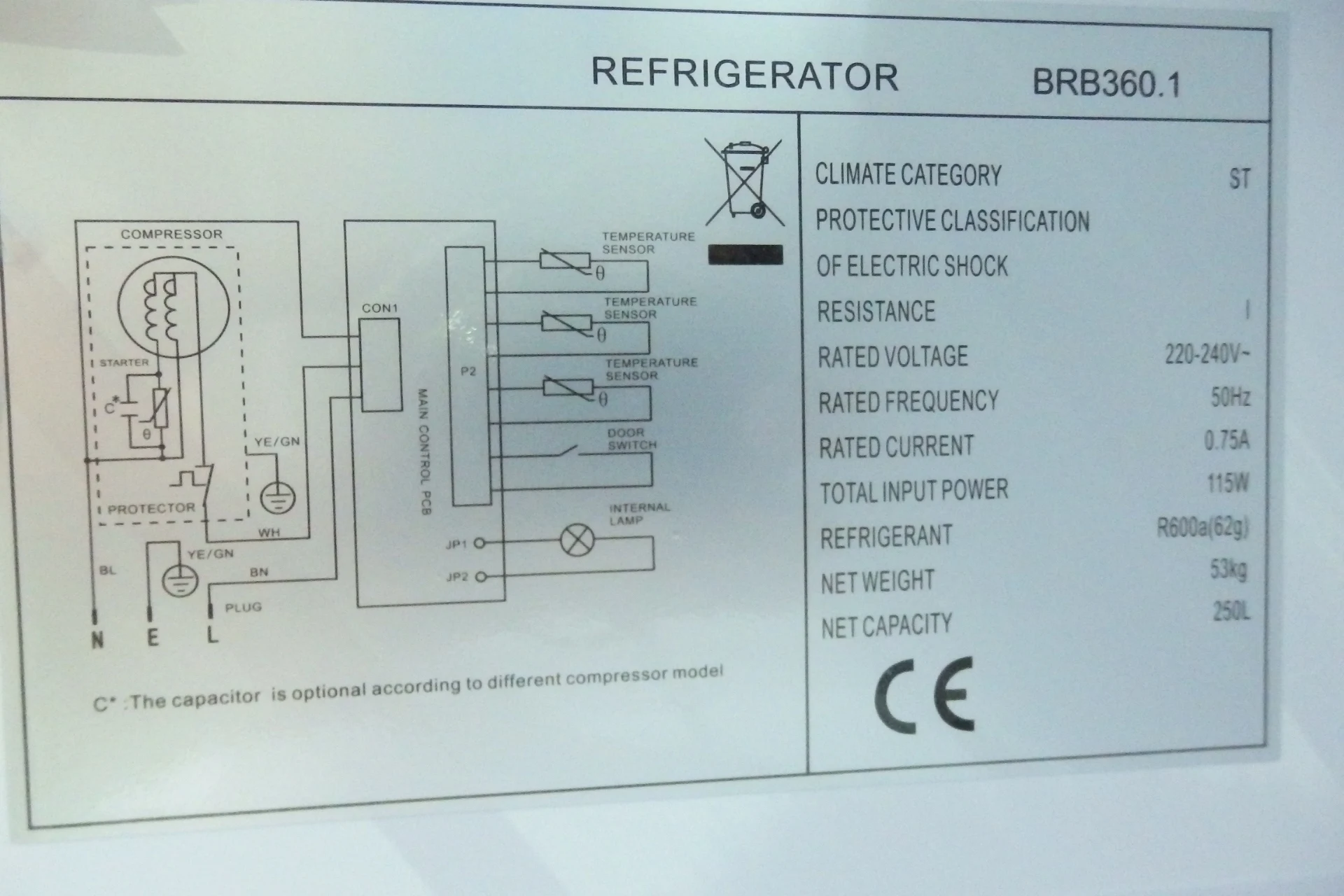 Frigorifero da incasso 240L-Frezzer frigorifero da incasso completamente integrato