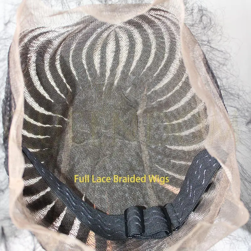 Wig Rambut Sintetis 30" Full Lace Frontal dengan Kuncir Kuda Tinggi untuk Wanita Kulit Hitam, Tanpa Simpul, Model Kepang Kotak, Garis Rambut Alami, Faux Locs