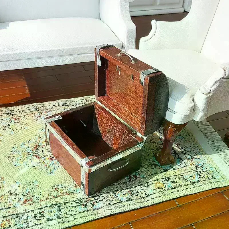 Retro 1:12 Poppenhuis Speelgoed Simulatie Te Openen Schatkist Opbergdoos Miniatuur Meubels Model Speelhuis Speelgoed Decor Kid Geschenken