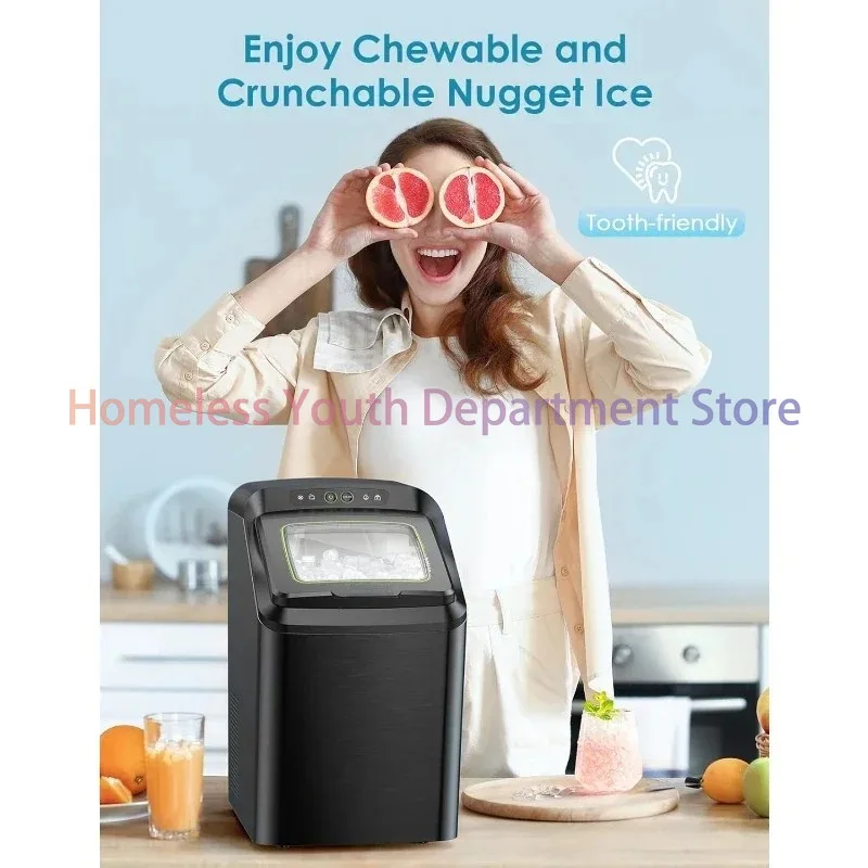 صانعة الثلج Oraimo Nugget، سطح عمل صانعات الثلج، 26 رطلاً/يومًا، ثلج قابل للمضغ صديق للأسنان مع تنظيف ذاتي