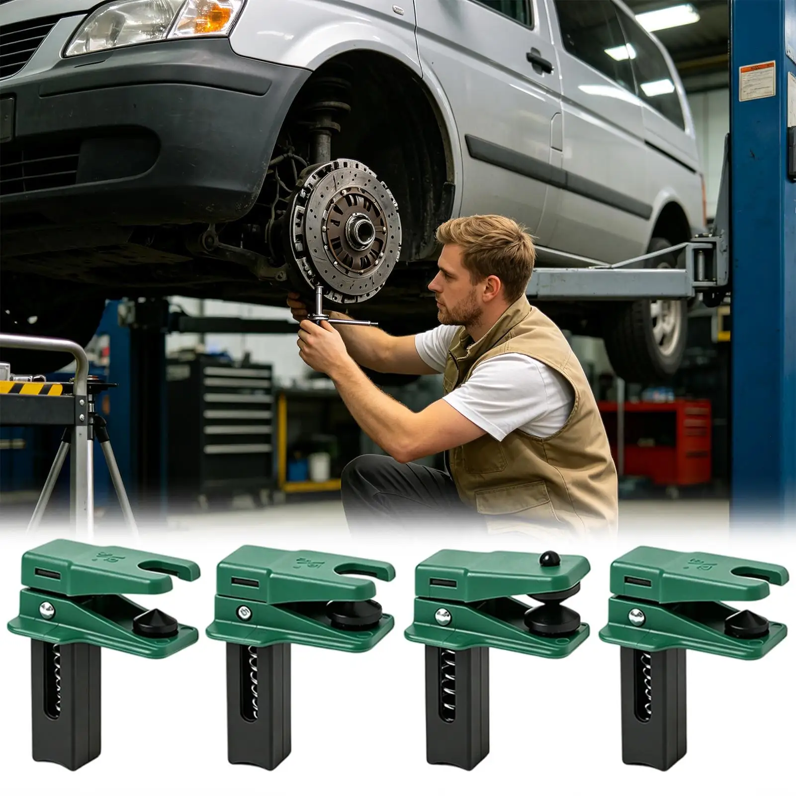 Brake Line Stopper 4 Pieces Spring-Loaded Fluid Pipe Locking Clips Hose Clamp Pliers For Garage Workshop Home Automotive Repair