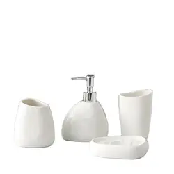 White Ceramic Bathroom Set Wash Set Toiletries Accessories Bathroom 5-piece Set Lotion Bottle Mouth Cup Soap Dish Dispenser