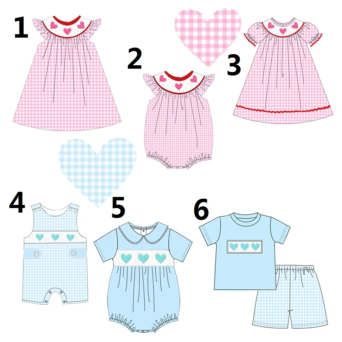 Hot Selling Valentine's Day Printed Girls Pink Boys Blue Boutique Suits and Jumpsuits Retail and Wholesale