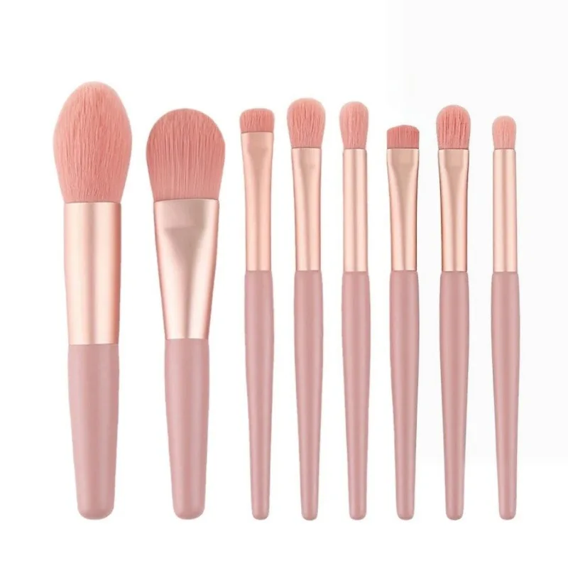 8 Pieces Mini Makeup Brush Set Makeup Brushes Foundation Blend Concealer Eye Shadow Blend Eye Liner Brush Set for Travel Makeup
