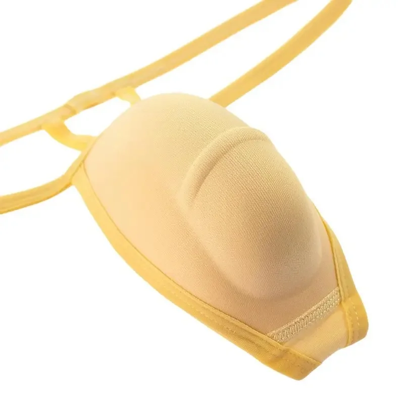 Men's Sexy Thong Underwear with Sponge Cup Pad G-String Front Padded Penis Pouch Push up Cup T-Back Briefs for Comfortable Fit