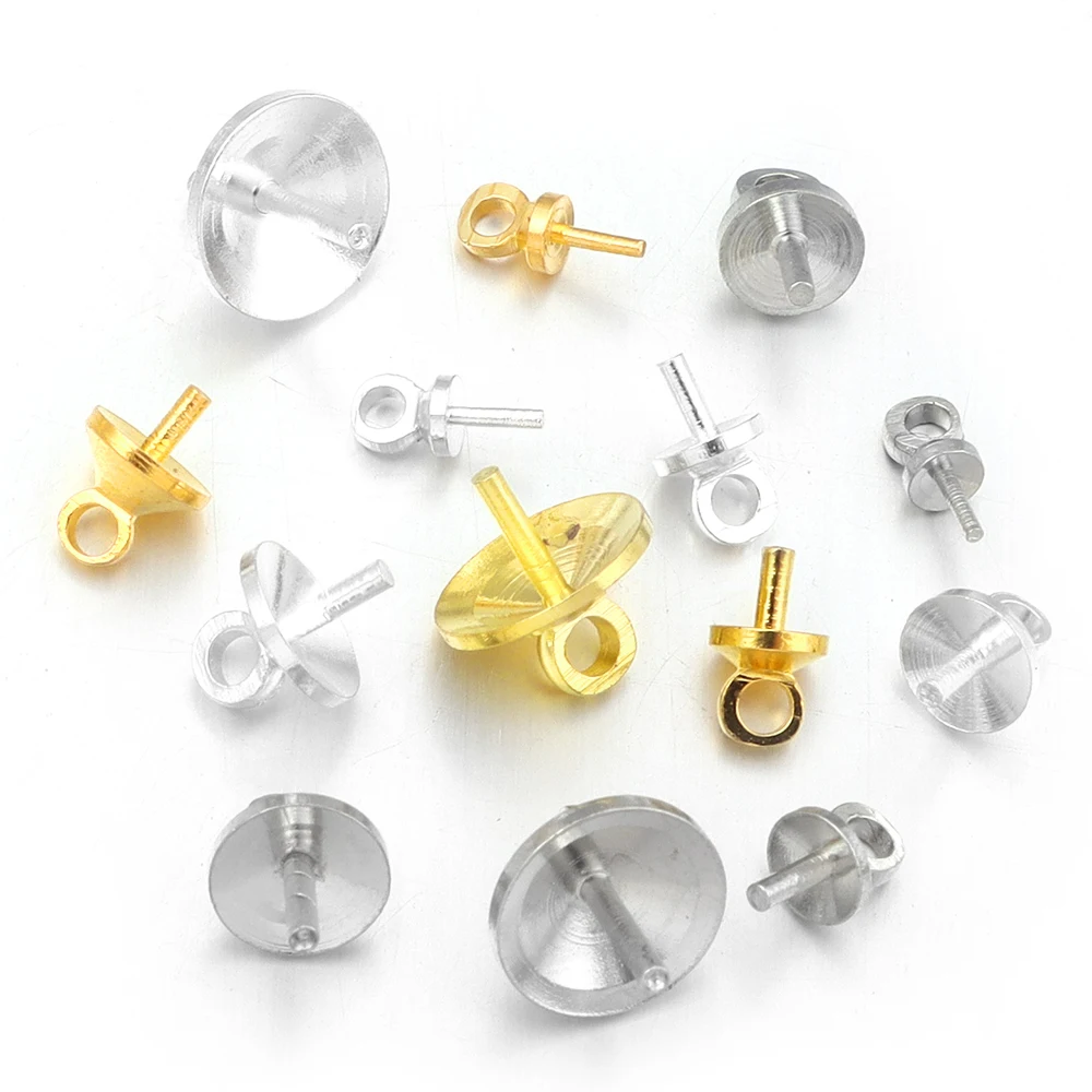 20-100pcs Brass Half hole Charms Eye Pins Beads End Caps Top Drilled Pendant Bails Findings Connectors For Jewelry Makings view 6