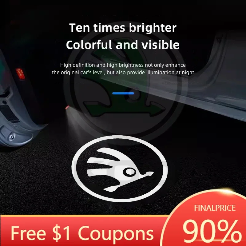 

2026 Hot Car Door Welcome Light LED HD Projector Lamp Decoration For Skoda Octavia Superb Rapid Kodiaq Karoq Fabia Kamiq Enyaq Y