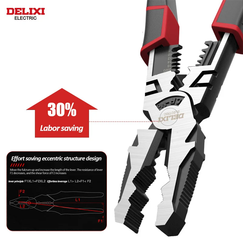 DELIXI ELECTRIC Wire Pliers，CRV Chromium Vanadium Steel High Hardness Pointed Nose Pliers，Sharp Cutting and Clamping MetalWires