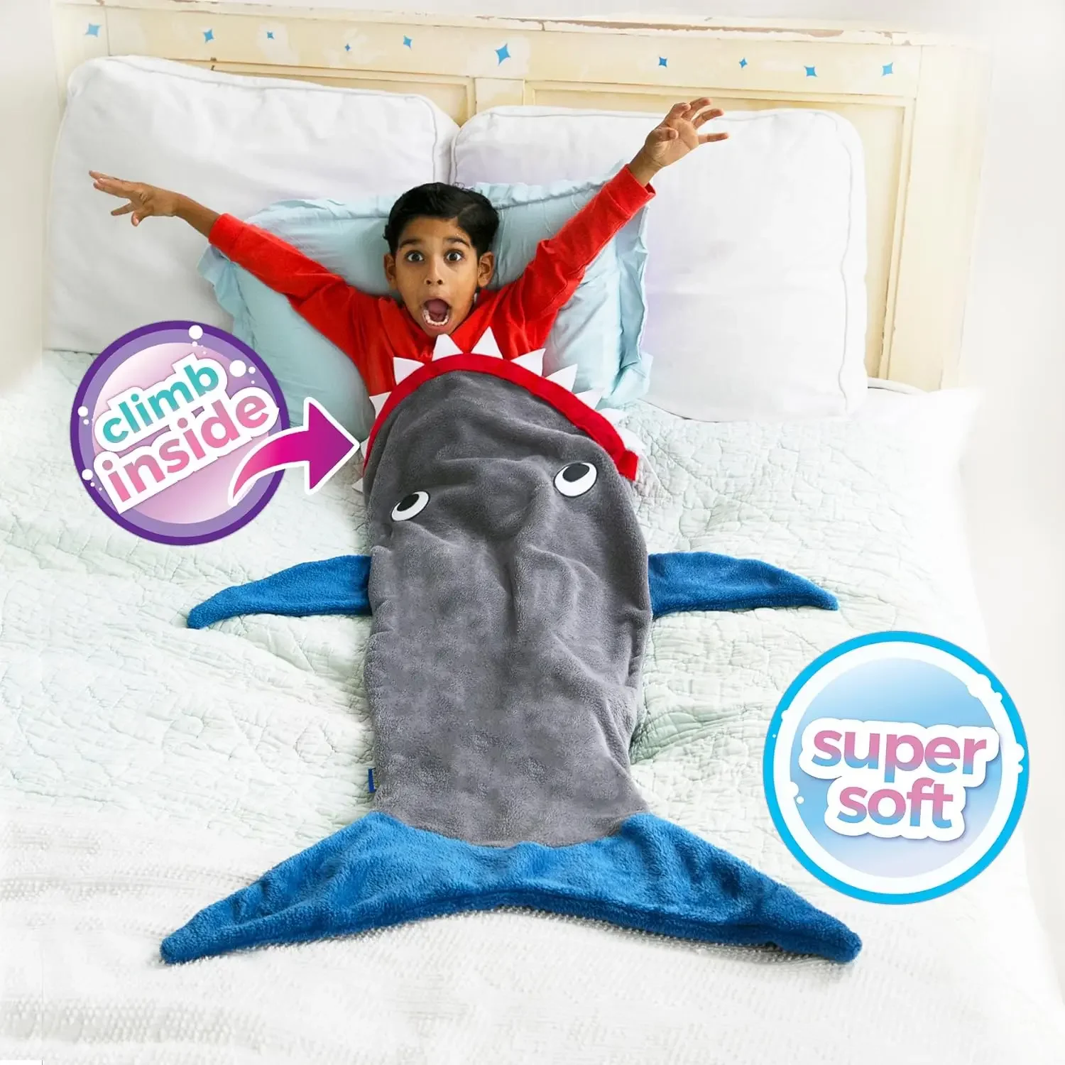 New Cartoon Shark Pajamas Grey Shark Sleeping Blanket Loose Hooded Pajamas Super Soft Adult Sleeping Blanket