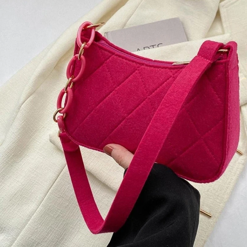 New Fashion Women\'s Textured Underarm Bag Casual Solid Color One Shoulder Handbag