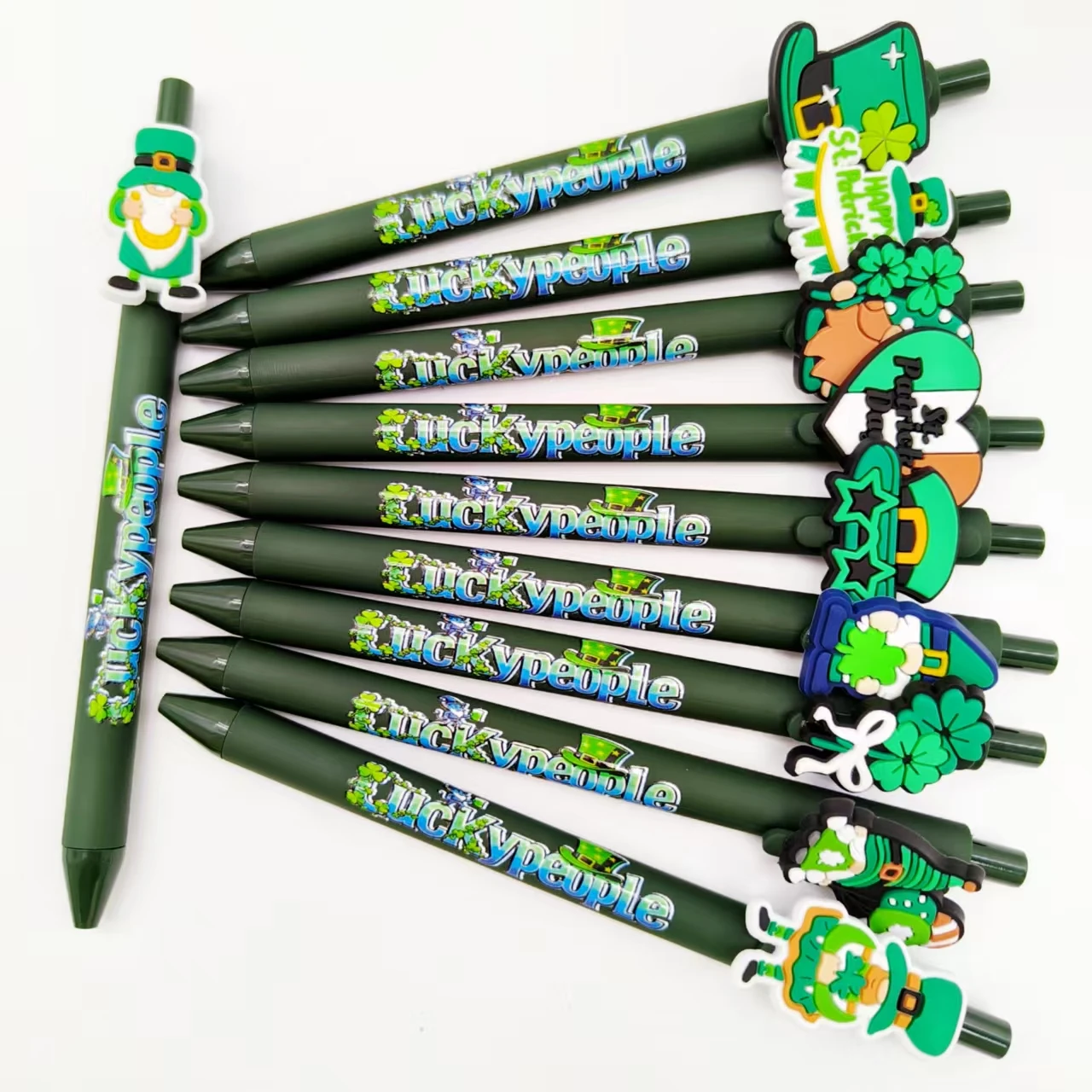 

5pcs/14pcs Saint Pat holiday gift ballpoint pen dark green series holiday stationery office universal ballpoint pen