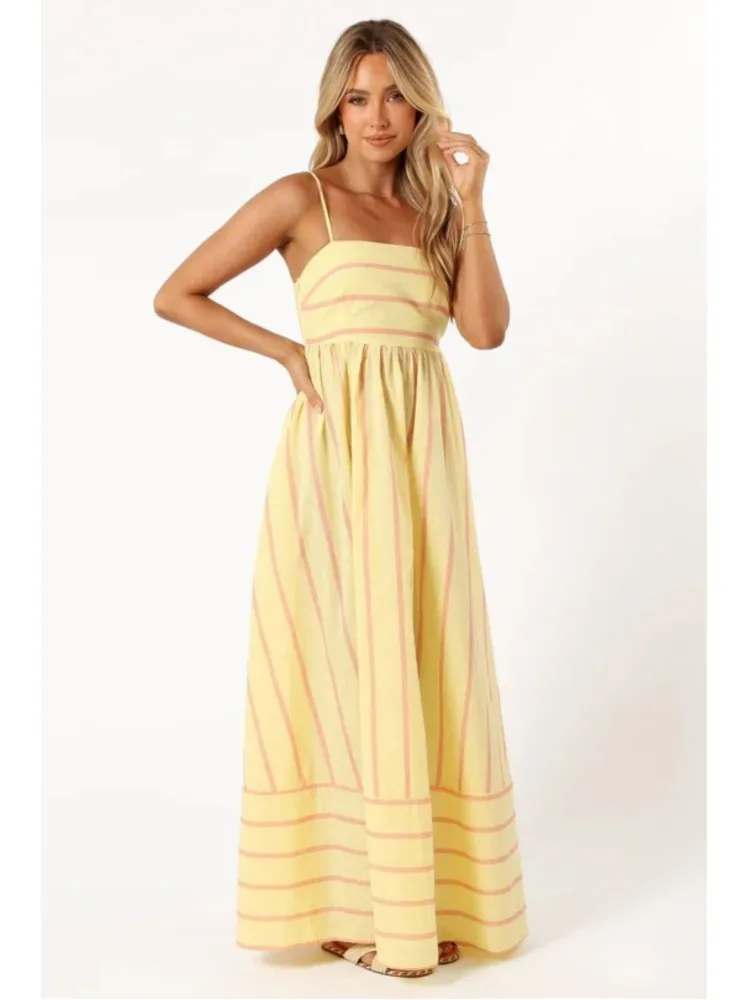 Vrouw Boheemse Stijl Jurk Zomer Vrouwen Mode Gestreepte Print Hangende Band Jurk Sexy Grote Schommel Lange Jurk Streetwear Kleding