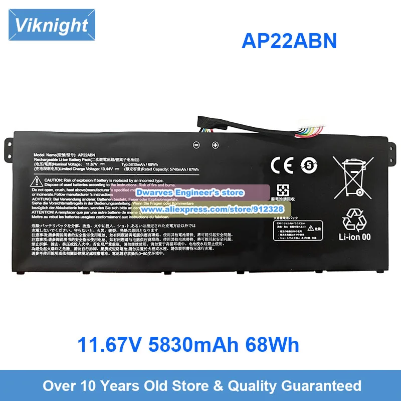 Genuine AP22ABN 11.67V 65Wh 5570mAh laptop battery for Acer Swift Go 14 SFG14-41 Go 16 SFG16-71 Series AP22A8N