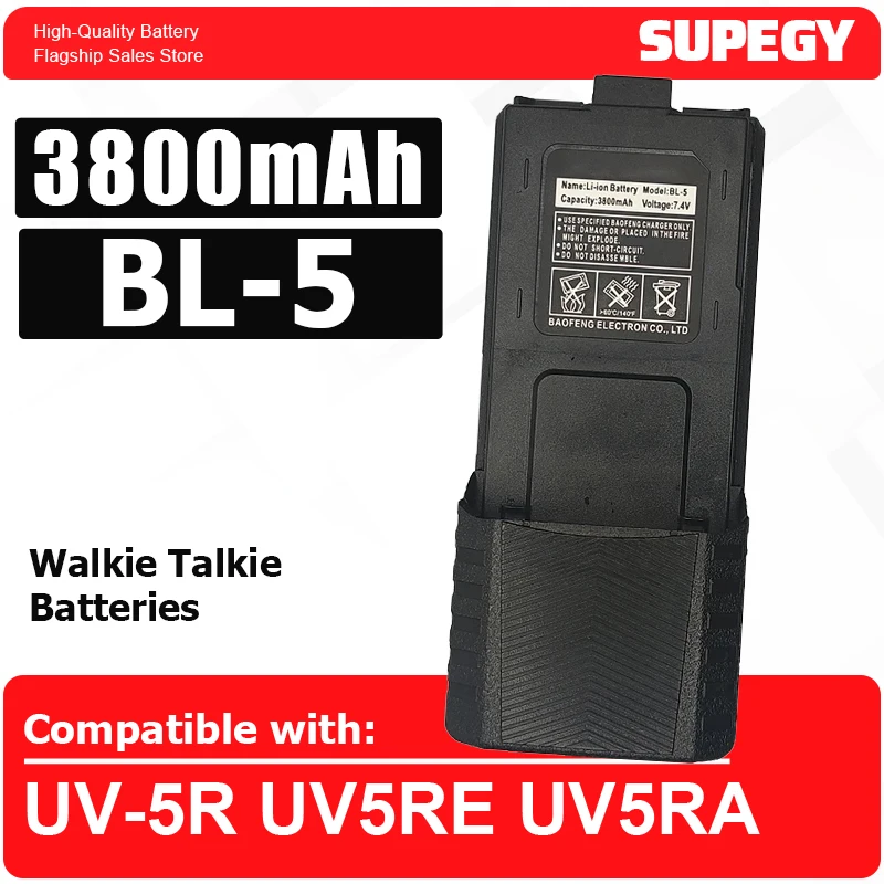 

BL-5 New Battery for Baofeng Walkie Talkie, Two Way Radio Accessories, Optional, 1800mAh, 3800mAh, UV-5R, UV5RE, UV5RA
