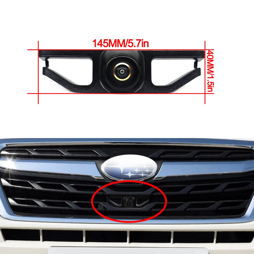 170° Vehicle AHD Golden Fisheye Car Front View Camera For Subaru Forester SJ 2016~2018 2019 2020 2021 Night Vision Waterproof