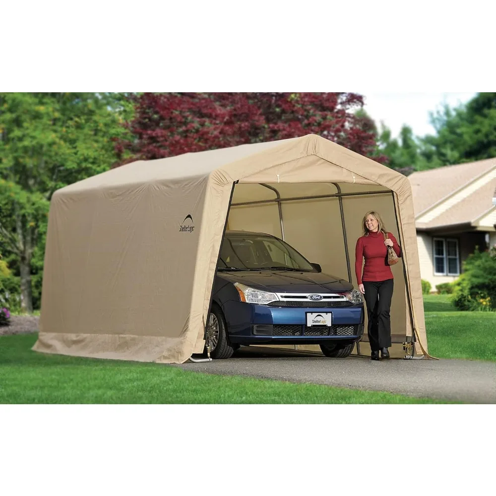 

Peak Style Roof Instant Garage Carport Car Canopy with Steel Frame and Waterproof UV-Treated Cover，DURABLE FRAME