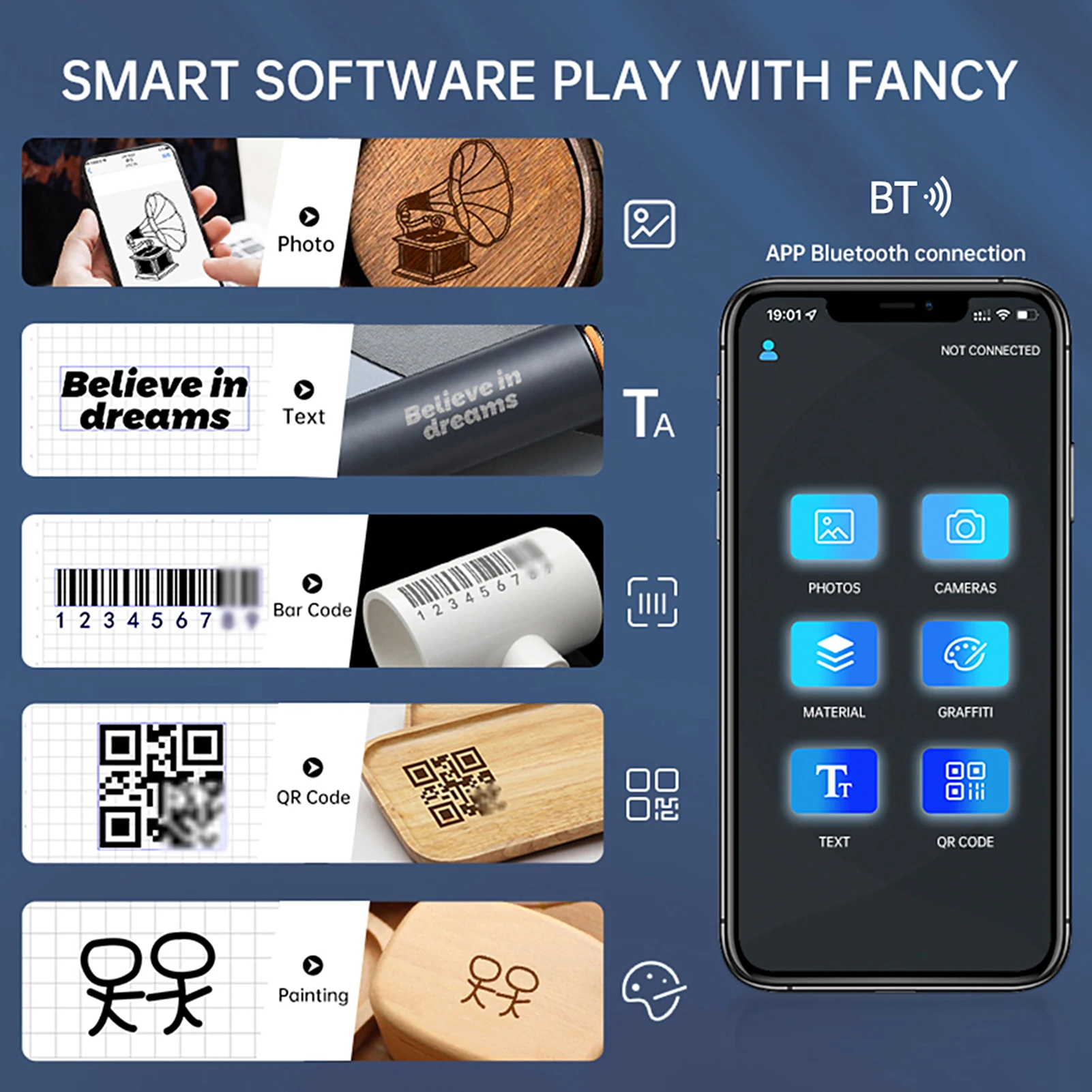 DAJA DJ6 Laser Engraver 80x80mm Carving Area 3W Laser Power APP Control Portable Engraving Marking Machine for DIY Logo Printer