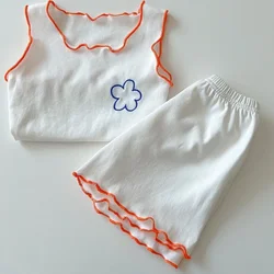 Summer Baby New Sleeveless Tank Top T-shirt Short Two Piece Set Baby Thin Casual Home Clothing Set Children's Pajamas