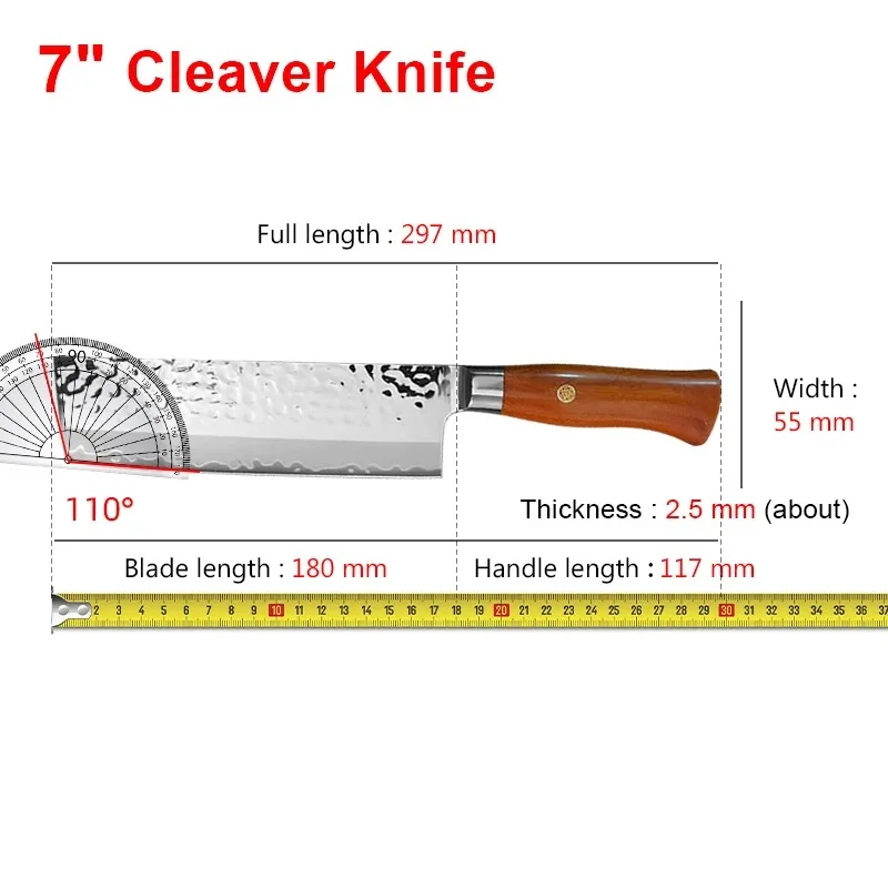 Hand Hammered Kitchen Knife Japanese Style Sharp Chopping Knife Wood Handle for Vegetable Meat Sushi Cutting Cooking Knife view 2