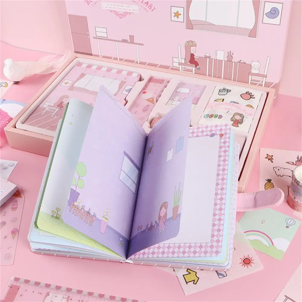 Daily Notepad Great Cute Handmade Writing Notebook Kit with Ruler Sticker Smooth Writing Widely Applied Notebook