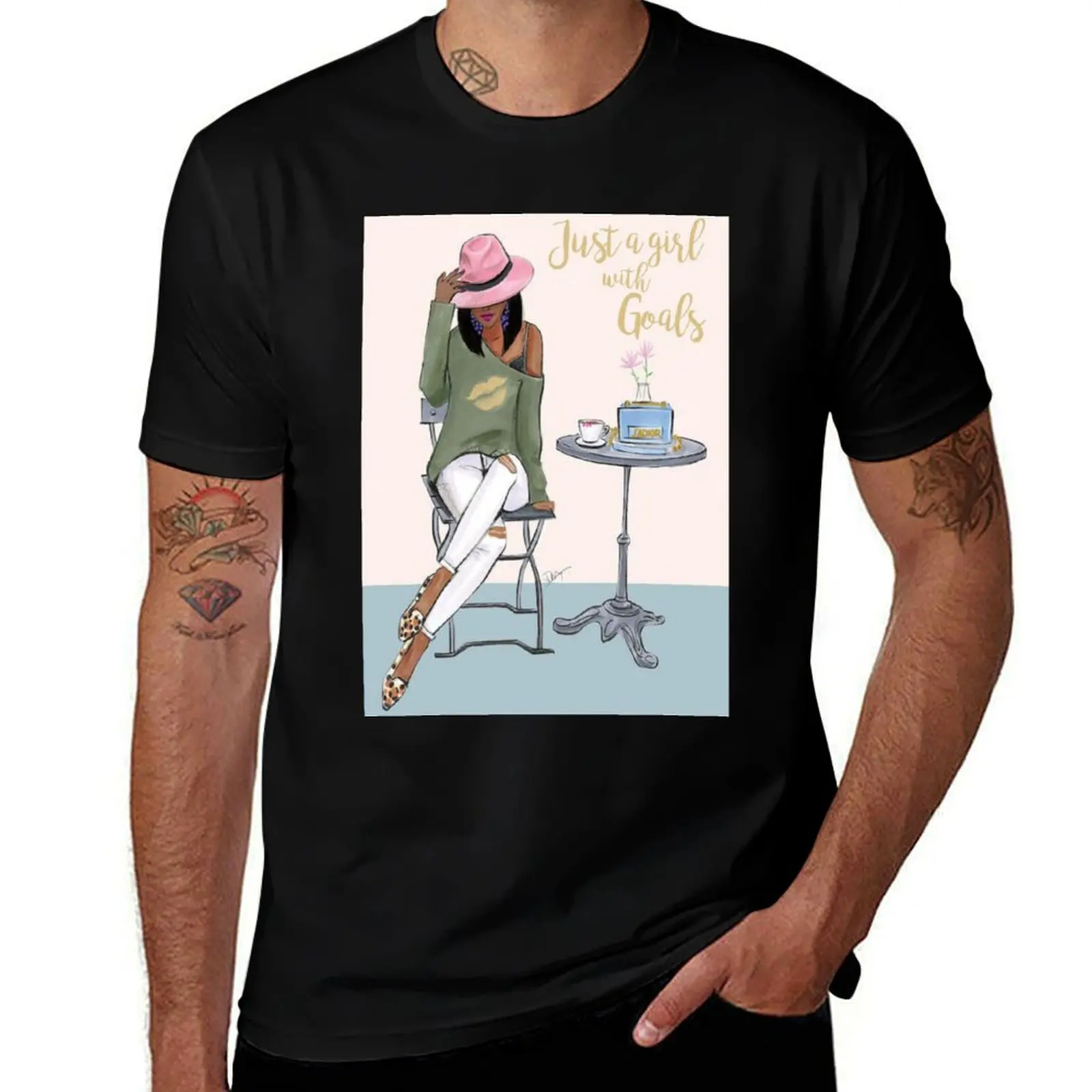 Just A Girl With Goals Dark Skin T-Shirt Sport Basic Moisture Wicking Tee