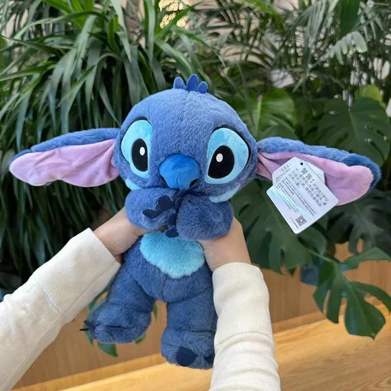 33cm Lilo & Stitch peluche bambola premendo scuotere le orecchie seduto Stitch angelo farcito morbido sonno Plushie cuscino per auto giocattolo per