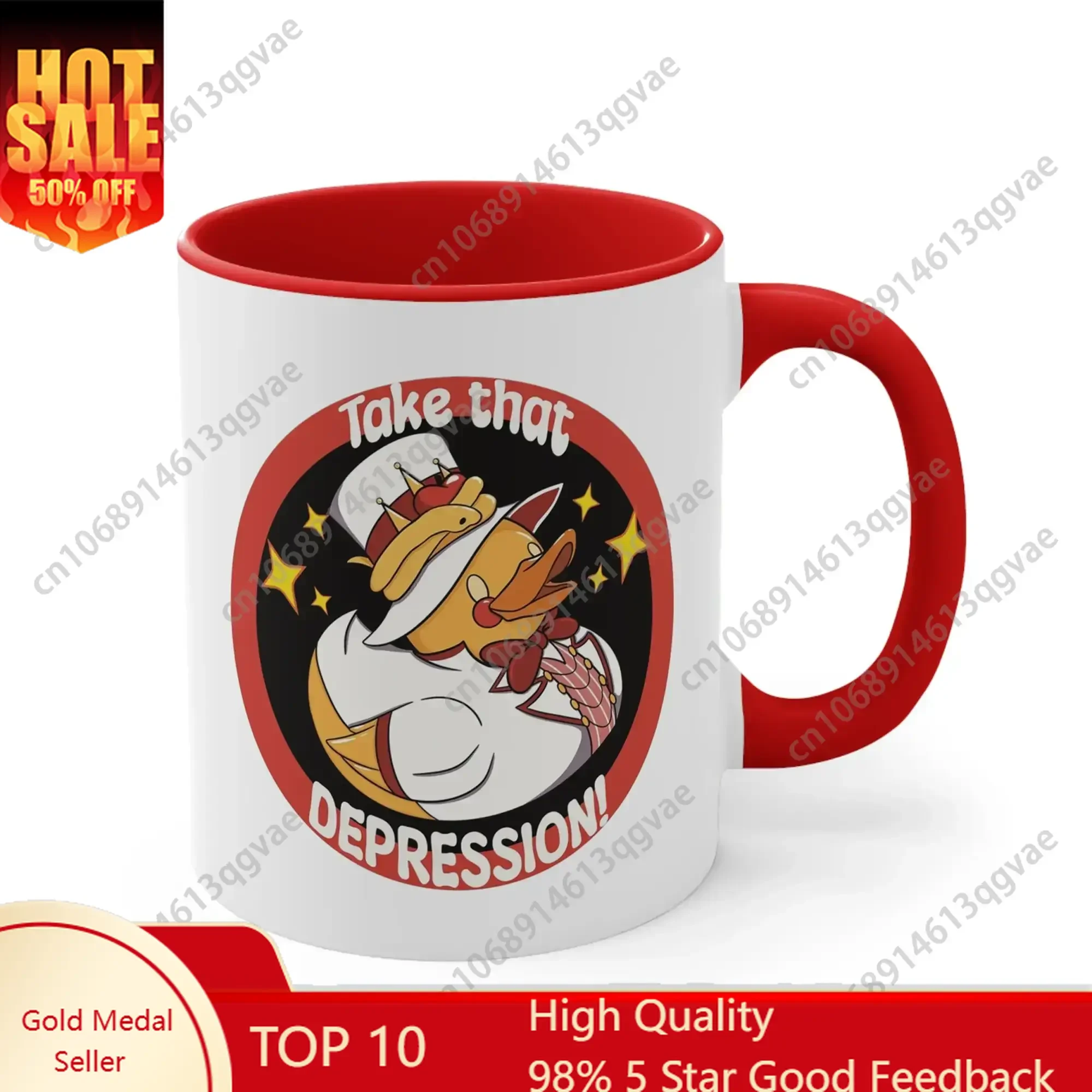 

TAKE THAT DEPRESSION Inspired Mug Hazbin Hotel Lucifer 11 Oz Ceramic Mugs Water Drinking Tee Juice Cups