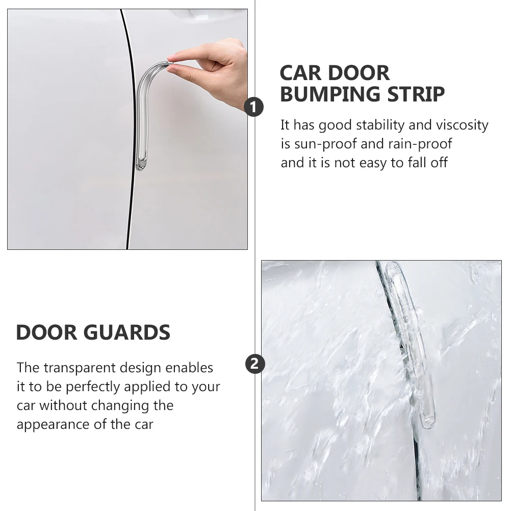 

4Pcs Anti Collision Stickers Car Door Bumping Strip Transparent Fine Texture Smooth Finish Scratch Resistant Sun Rain Proof